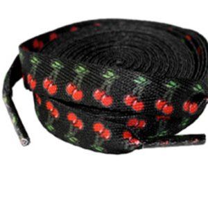 SOURPUSS - 72" ROLLER SKATE, ROLLER DERBY BOOT LACES / RED CHERRIES *NEW*